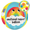 spherical foil balloon with emotional support balloon text smiling rainbow cloud design and colorful balloons for encouragement decor