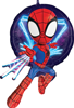 This Roly Polies balloon is in the shape of Spider-man with the very center of the balloon being close to the size of a standard balloon and it has extra details around the edge.