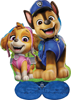 Paw Patrol foil balloon featuring Chase and Skye characters colorful cartoon design and birthday party decoration for themed celebrations