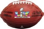 This balloon is in the shape of a football with the year specific Super Bowl Logo on it