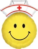 This balloon is a Smiley face with a nurse hat on
