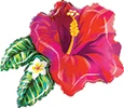 This balloon is in the shape of a red tropical flower