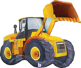 This balloon is in the shape of a Yellow construction loader