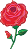 This balloon is in the shape of a red rose on a stem