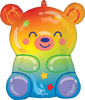 rainbow gummy bear shaped foil balloon with colorful gradient design star accents and candy inspired details party decoration