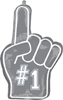 silver foam finger shaped foil balloon with number one graphic sports fan party decoration and team spirit theme
