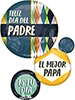 This balloon has four circles connected with the biggest one saying Feliz Dia Del Parde