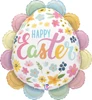This balloon has an egg shape and says Happy Easter