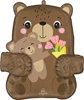 This balloon has a mother bear holding her little bear with flowers