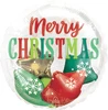This balloon has a clear outside and star balloons inside the clear balloon. On the outside of the balloon it says Merry Christmas.