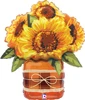This balloon has a vase and sunflowers coming out from it
