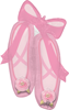 Pink ballerina slippers balloon with satin ribbon details and rose accents.