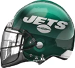 This balloon has a helmet shape wiht a Jets theme