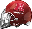 red AFC football helmet shaped foil balloon with white A logo and stars silver facemask sports party decoration